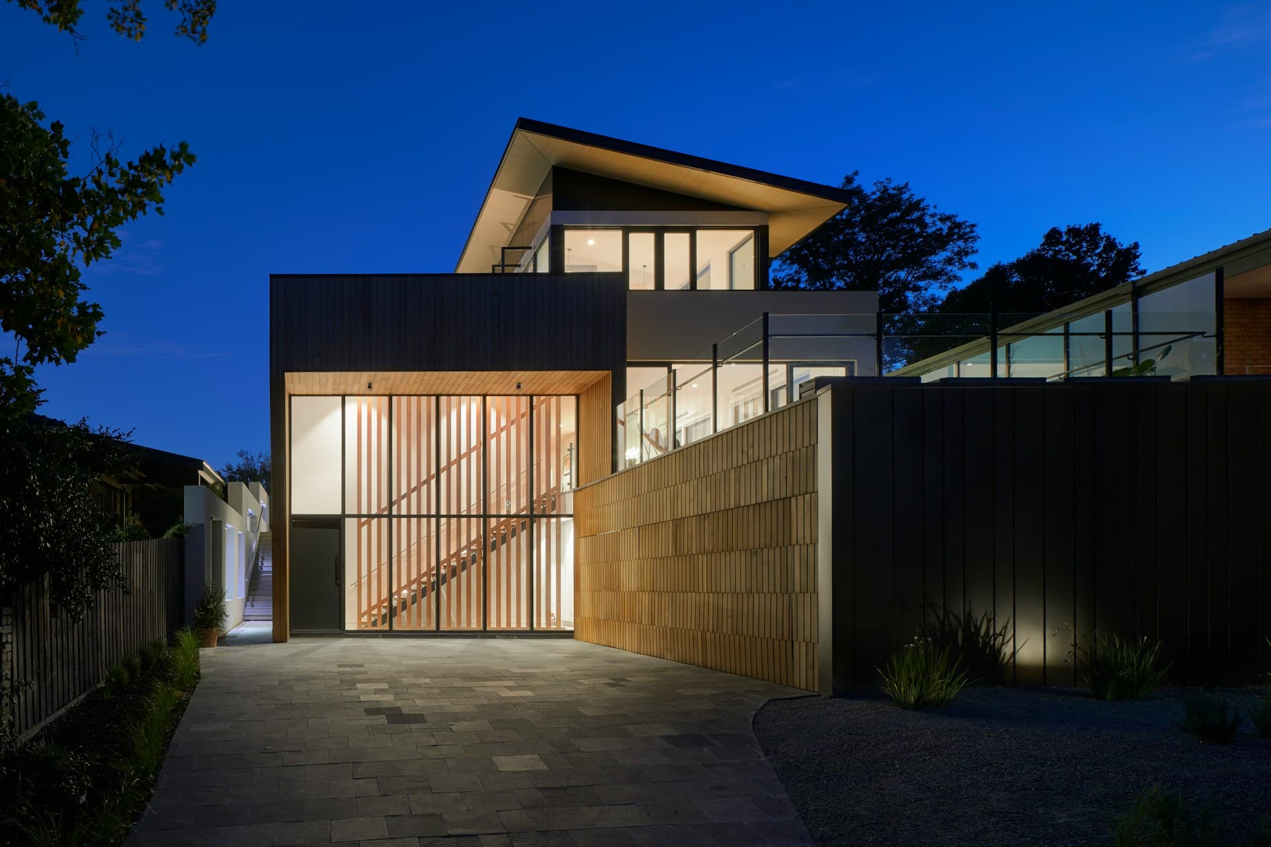 Modern house with wooden fence